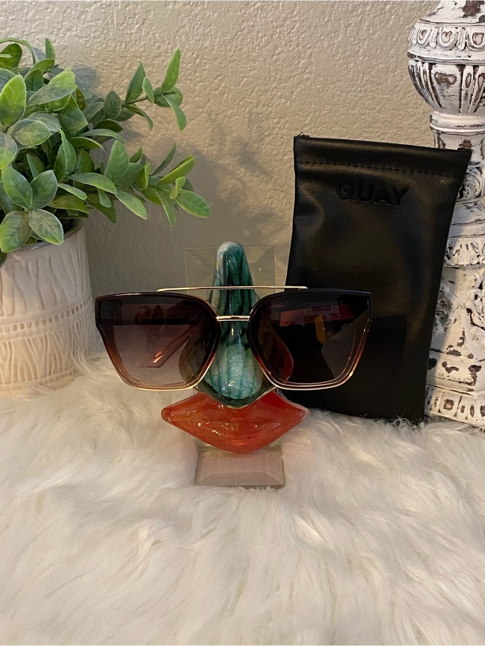 Quay Sweet Talker Gradient Oversized Sunglasses with Gold Bridge